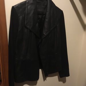 Leather and knit jacket